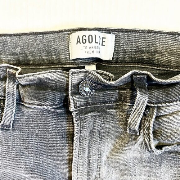 Agolde Sophie Hi Rise Skinny Amplify Size 29 Washed Black Gray Raw Hem - Picture 14 of 16